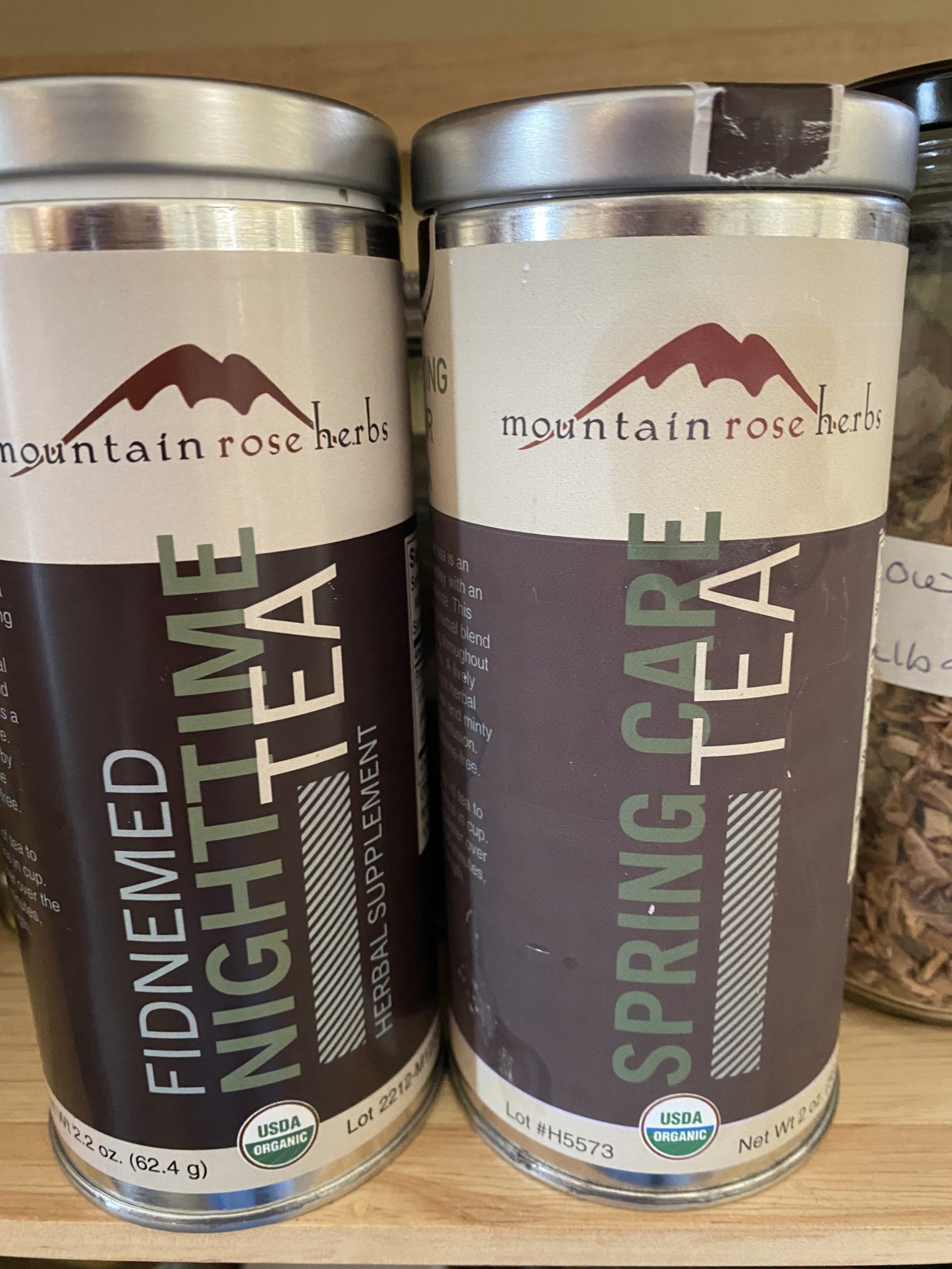 Mountain Rose Herbs tea blends in a can